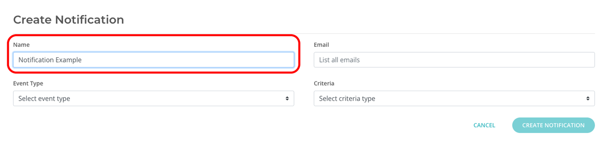Detention notification name input