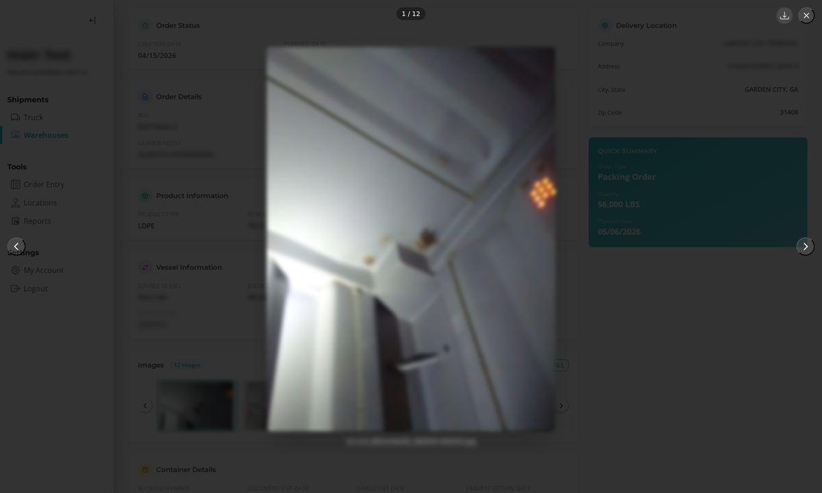 Lightbox view showing image 1 of 12 with the original filename below the image and a download icon in the toolbar.