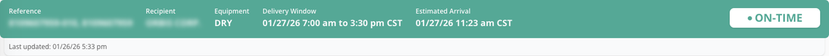 On-Time shipment status bar