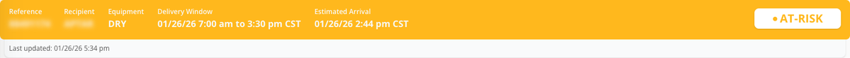 At-Risk shipment ETA example