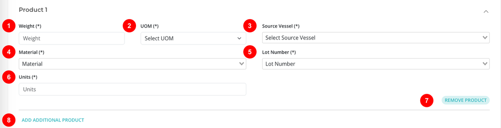 Warehouse order entry product details screenshot