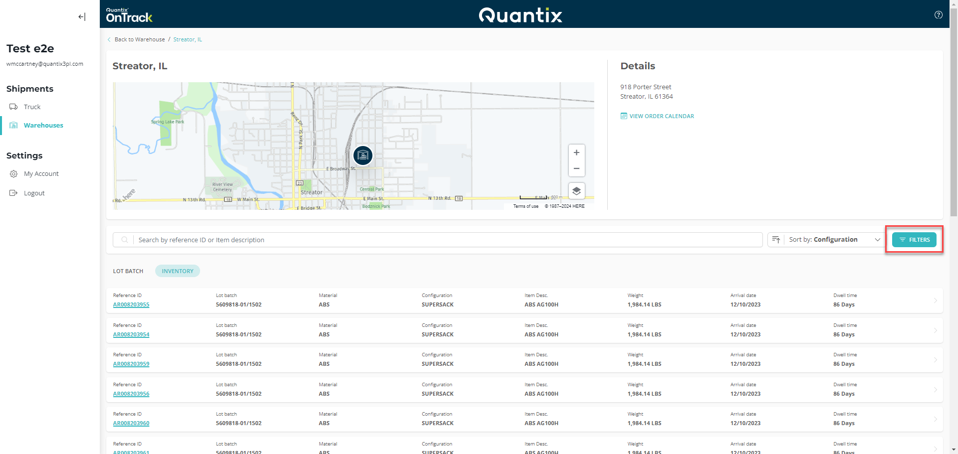 Inventory filter menu example
