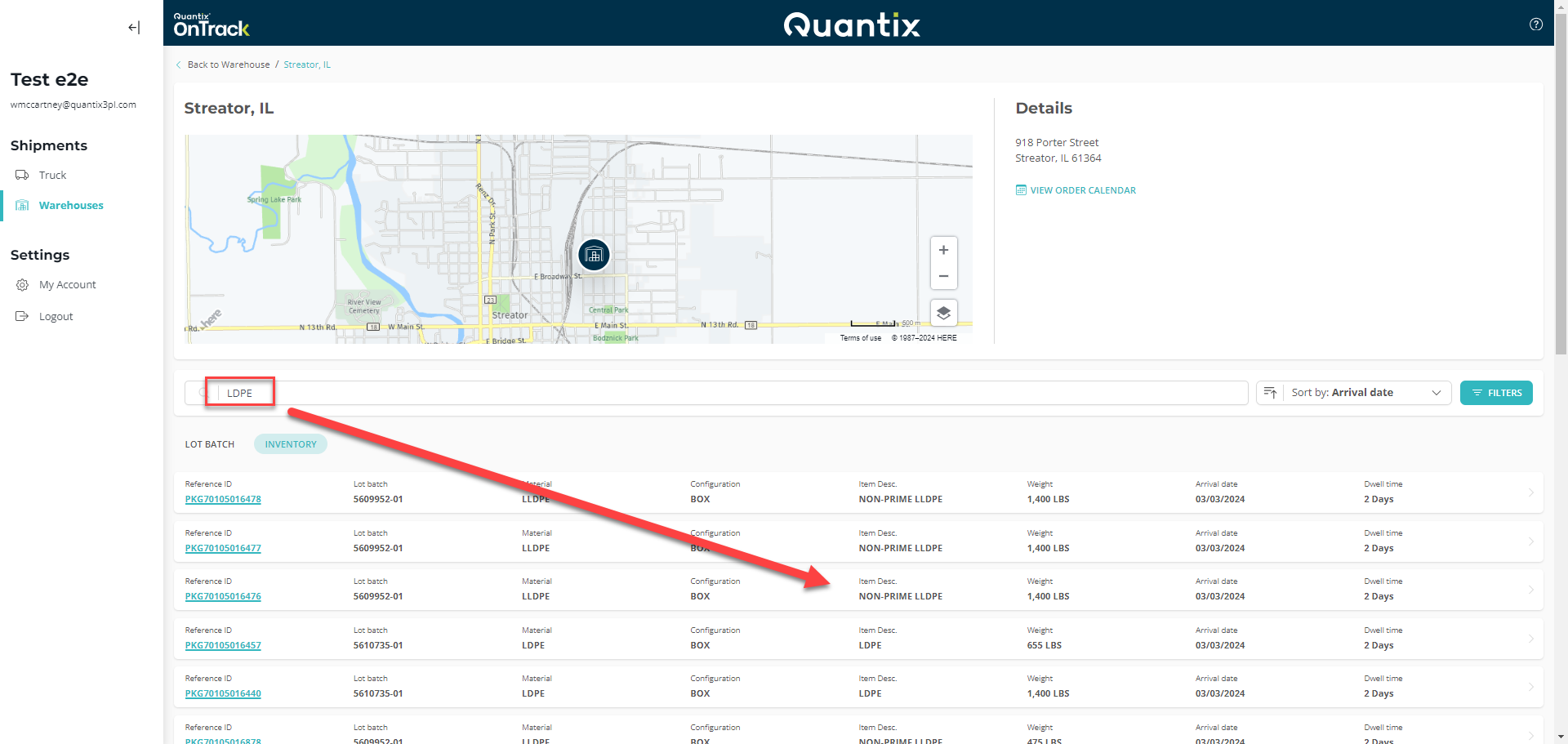 Inventory search example