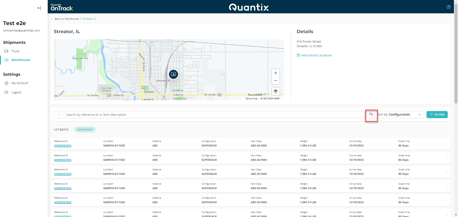 Inventory sorting direction example