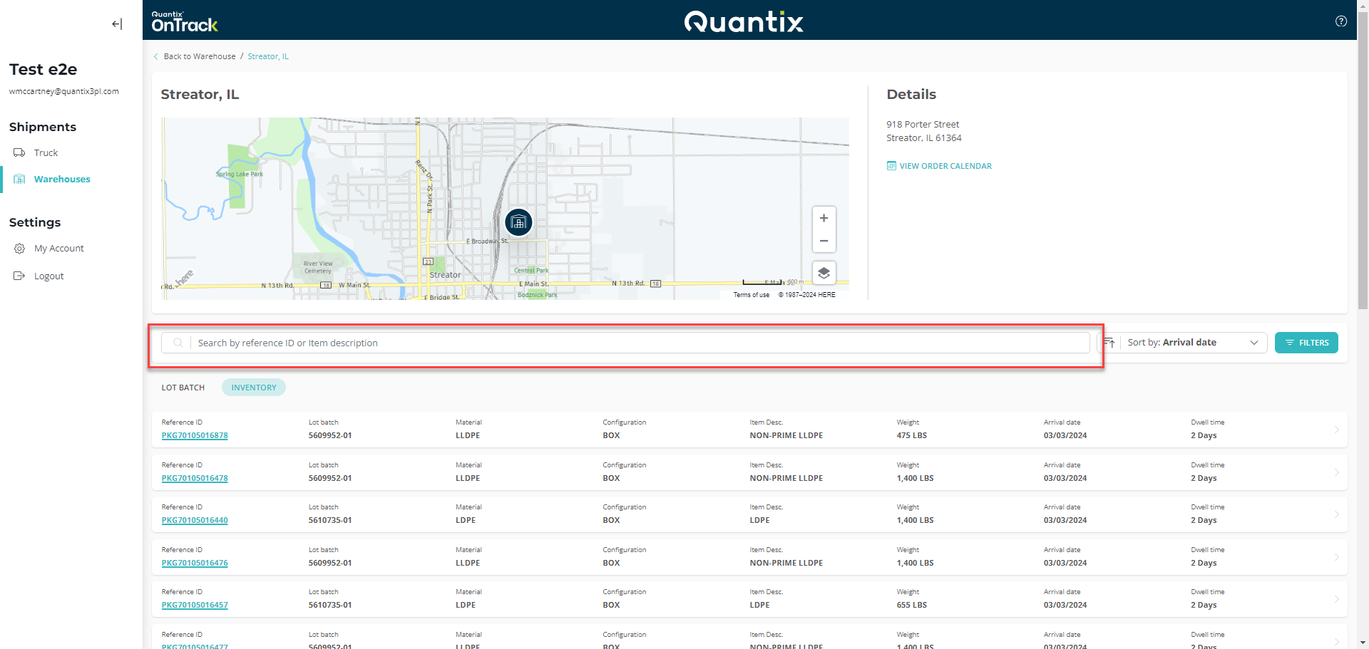 Inventory search example