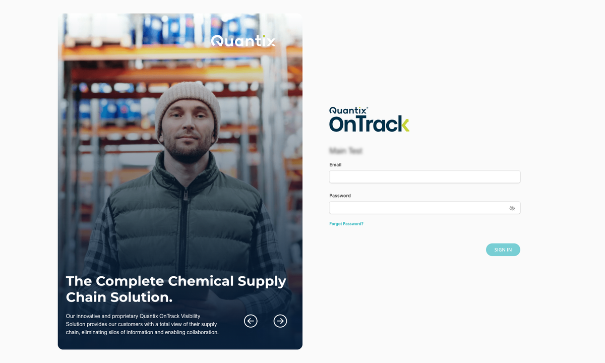 OnTrack login screen example