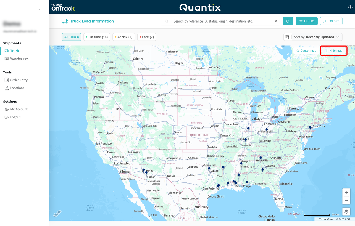 Hide Map button example