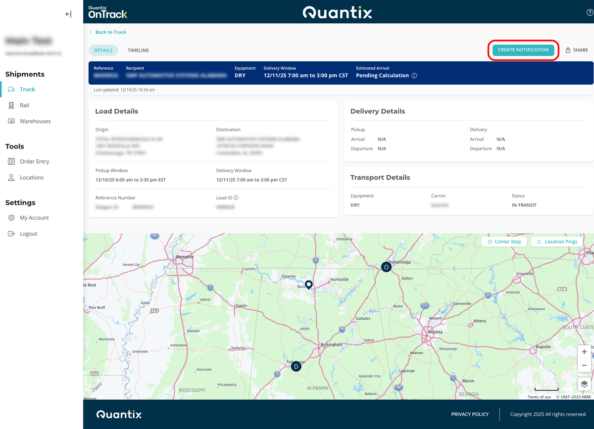 Create notification button example