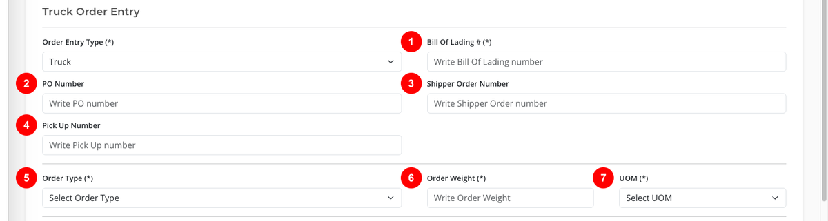 Order Entry section screenshot