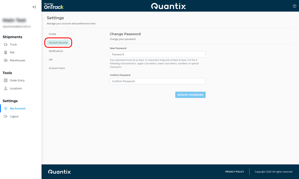Account Security section example