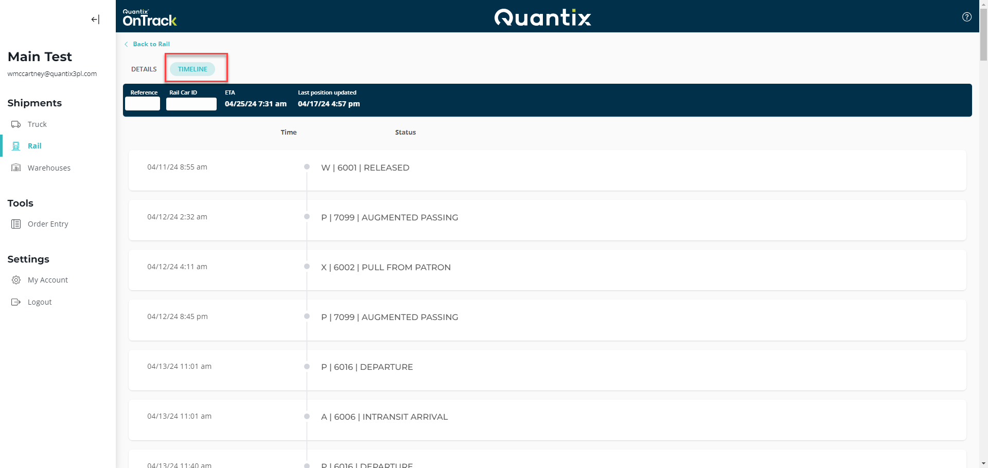 Timeline view button example