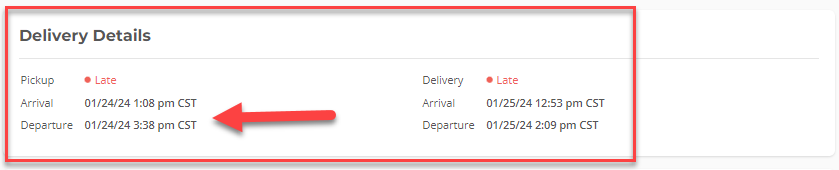 Shipment ETA and status details