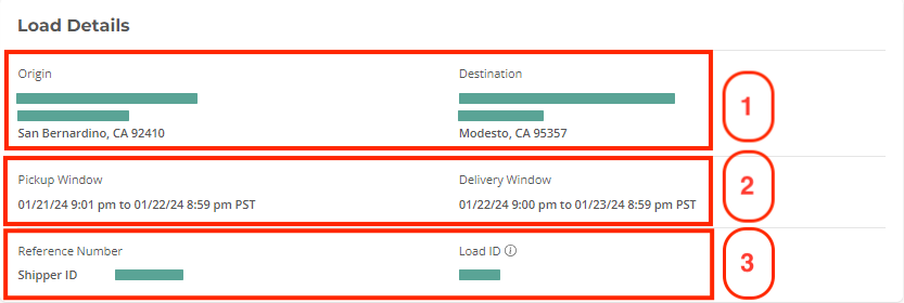 Shipment details load section