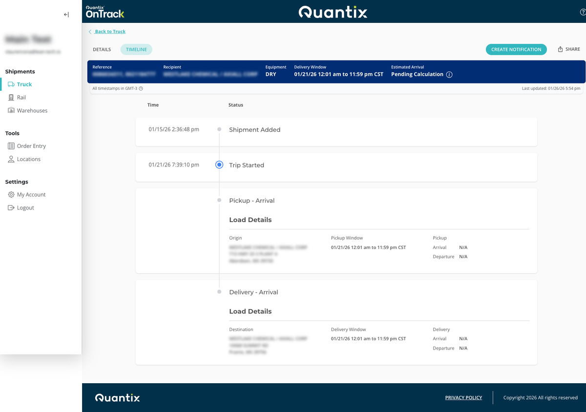 Truck timeline milestones example