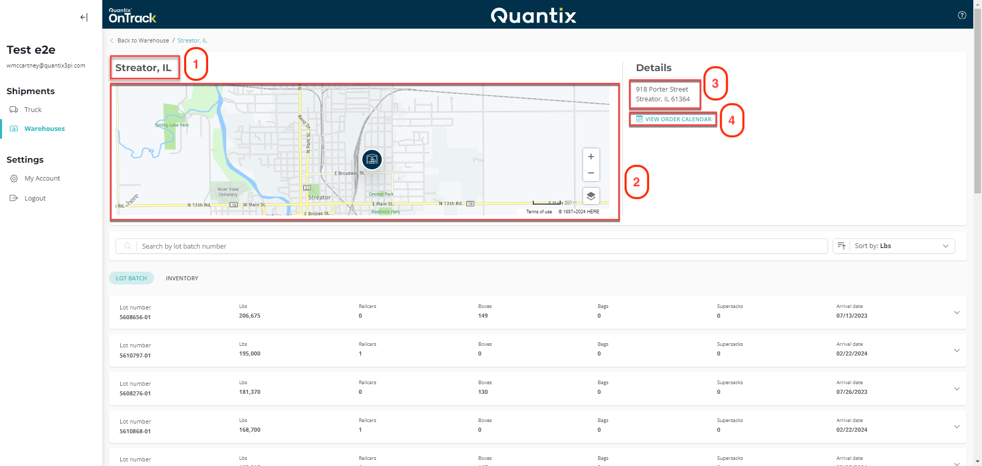 Warehouse site details section